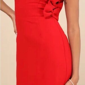 Lulu's Harlee Red Strapless Bow Mini Dress